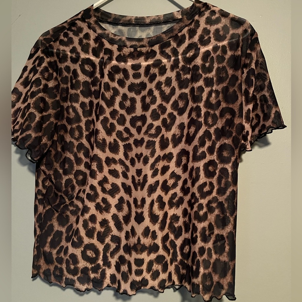 Leopard Print Sheer Women's Top